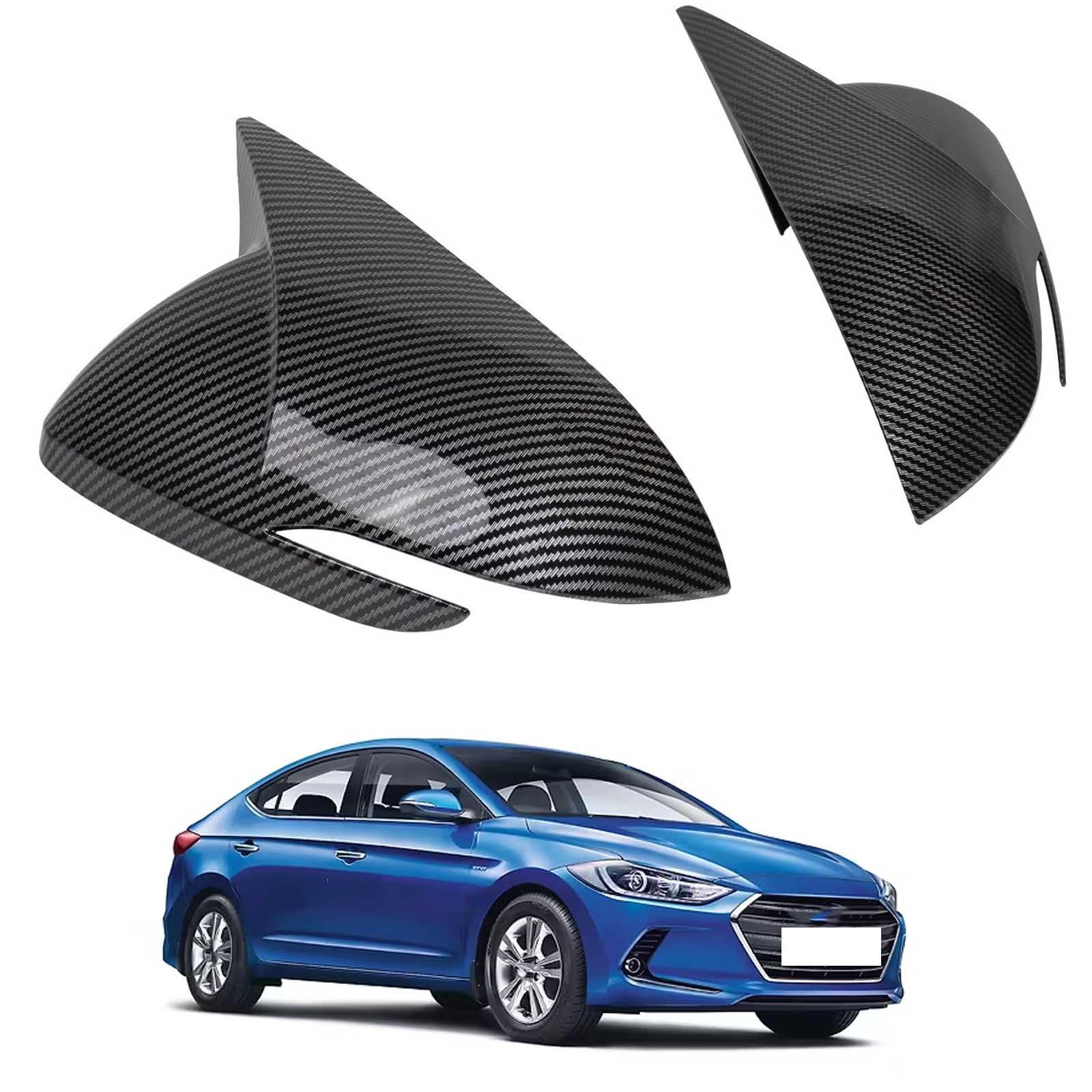 PAPEP Door Mirror Cover Caps for Hyundai Elantra 2016-2019, Left Right Side Wing Rearview Mirror Cover Lid 2 Pieces Exterior Styling Accessory,Carbon fiber texture