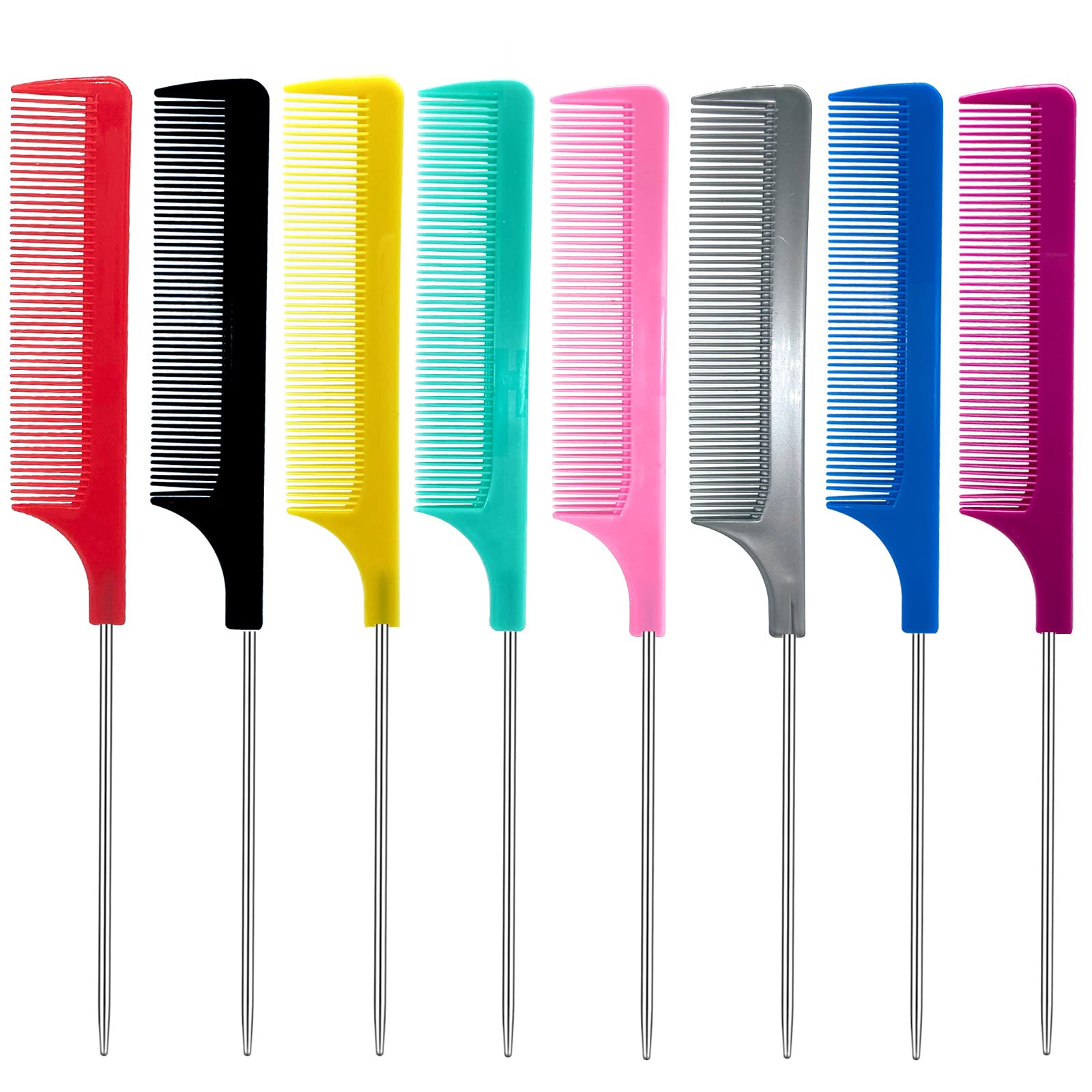 Tan' room 8 Pieces Rat Tail Combs,Parting Comb Carbon Fiber Heat Resistant Combs for Women Hair Styling at Home Salon