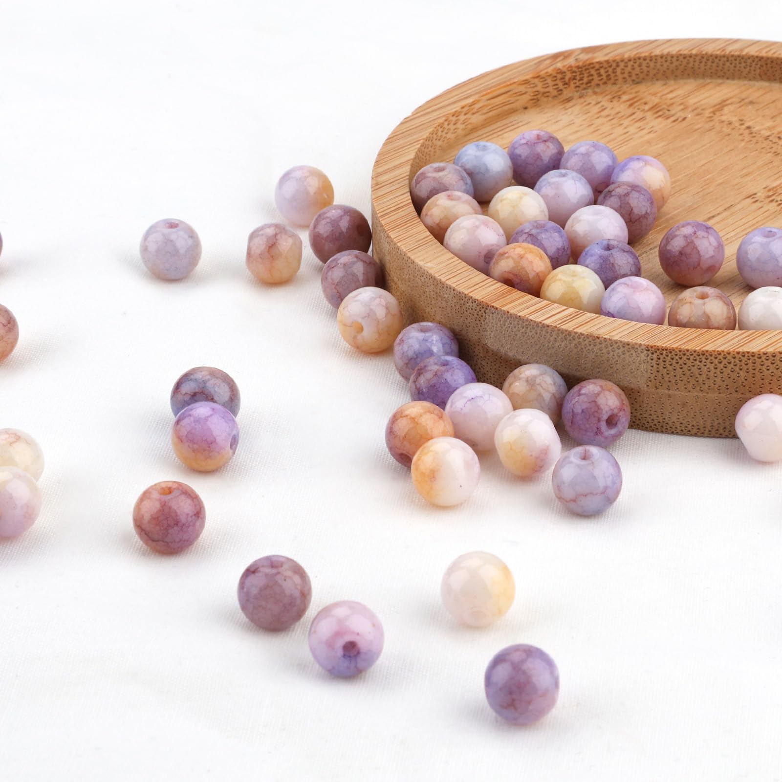 msymsyu 100 Pcs Glass Beads, 8mm Gemstone Beads, Colour 16
