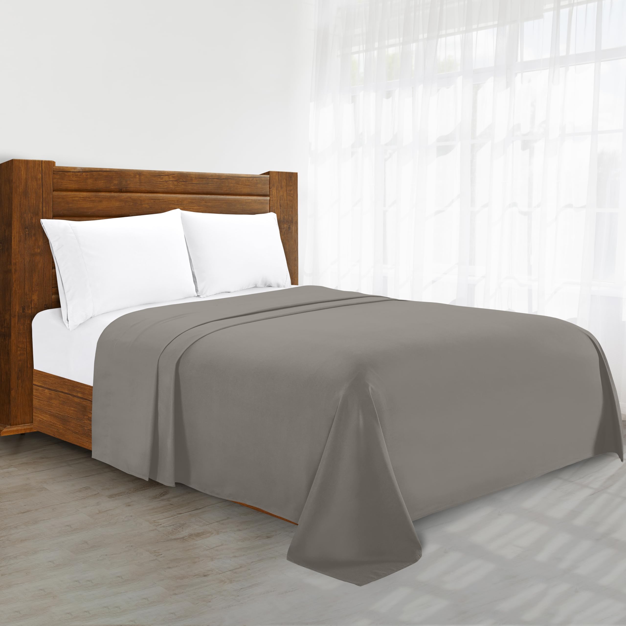 Luxury Flat Sheet on Amazon Elegant Comfort Wrinkle-Free 1500 Premier Hotel Quality 1-Piece Flat Sheet, Full Size, Grey