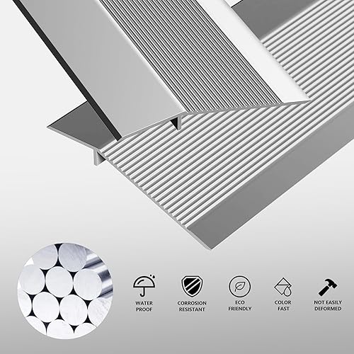 Miniatura 3 de Tira de transición de piso de 4 pulgadas, rampa de umbral de 36 pulgadas, umbrales de puerta exterior de aluminio para acceso de sillas de ruedas,