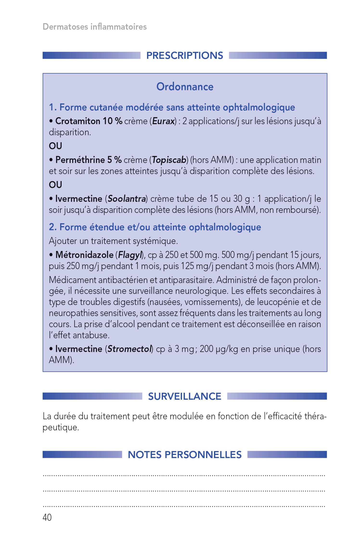 Ordonnances en dermatologie: 119 prescriptions courantes
