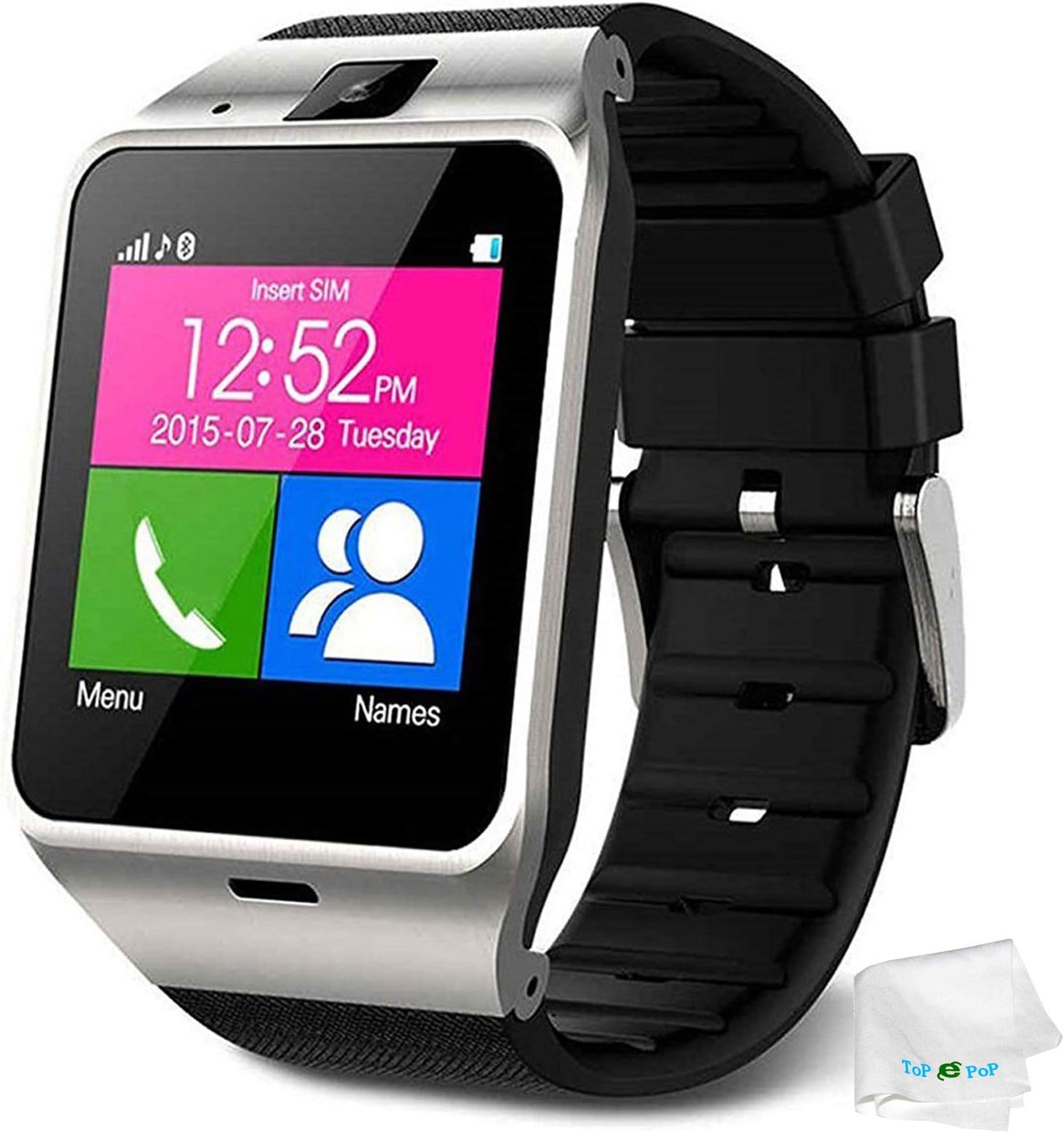 Smart Watch Anti Lost Bluetooth Wristwatch Pedometer Activity Tracker Sports Smartwatch Music Wristband Compatible with Men Women Boys Android Phones Samsung Galaxy S9 S8 S7 Huawei ZTE Motorola Black