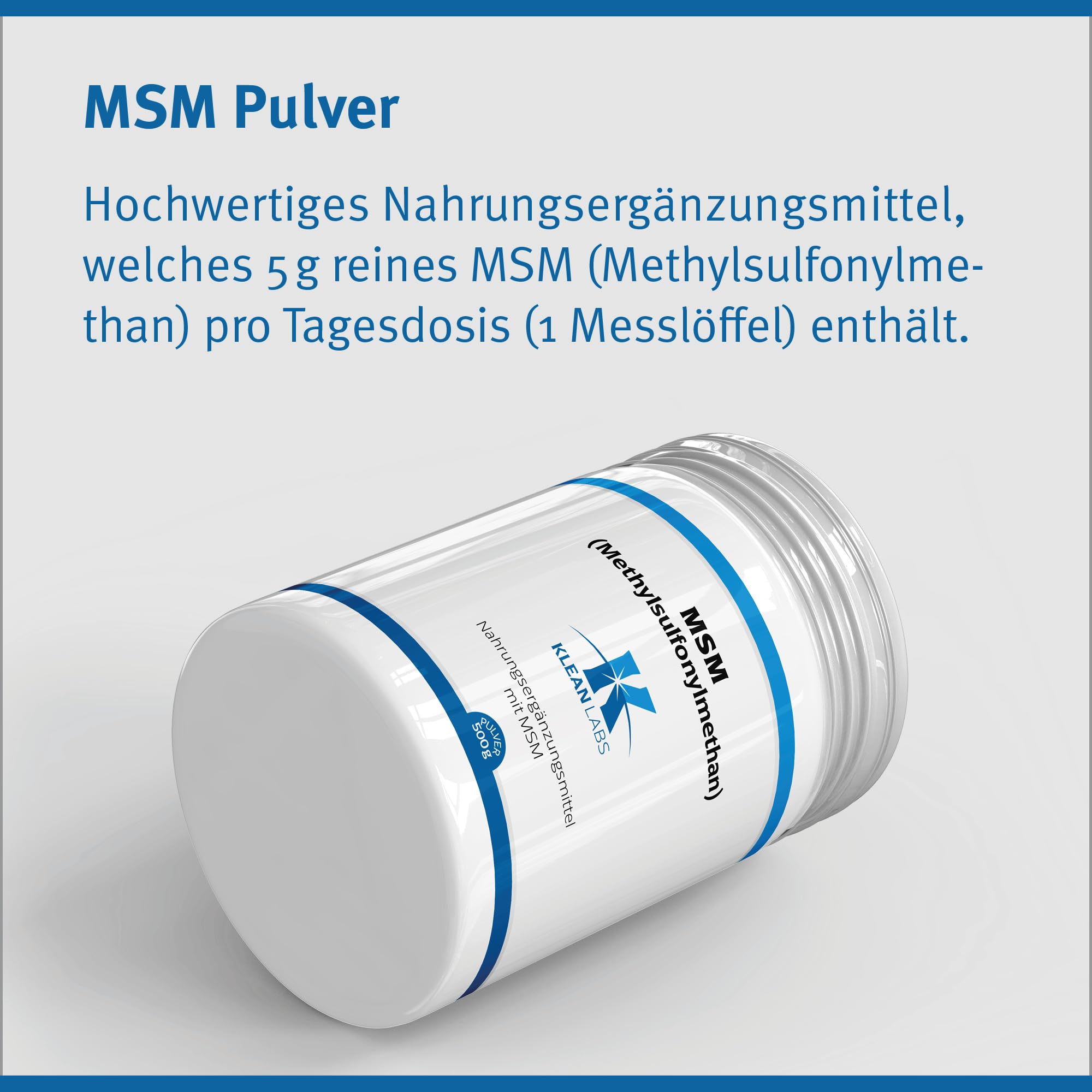 MSM (metilsulfonilmetano) en polvo - Paquete de 500 g - vegano, sin ingeniería genética, sin gluten - polvo de alta pureza sin aditivos