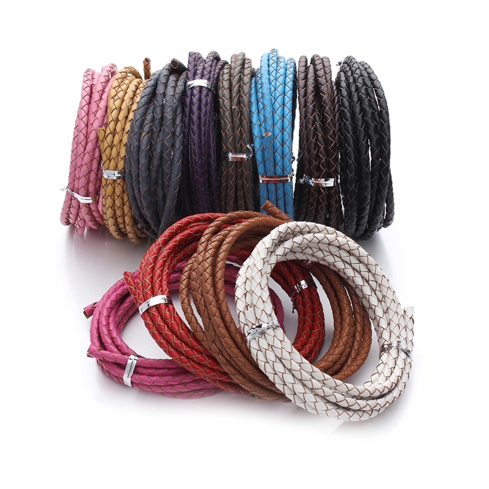 Tiras de Cuero para Pulseras 5m 3/4/6mm Colorido Trenzado PU Pulsera de Cuero hallazgos cordón Redondo Cuerda fabricación Collares DIY(Deep Brown,6mm)