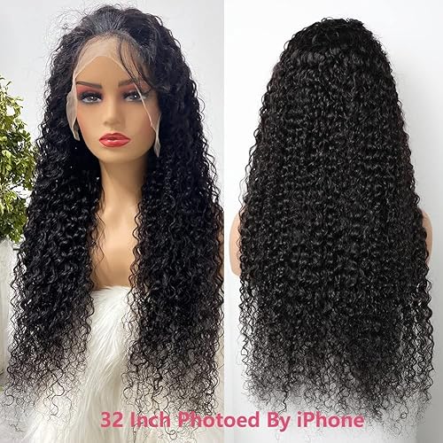 Miniatura 6 de Pelucas de cabello humano ondulado profundo de 30 pulgadas con encaje frontal de 180 densidad de 13 x 4 pulgadas, pelucas rizadas con encaje frontal