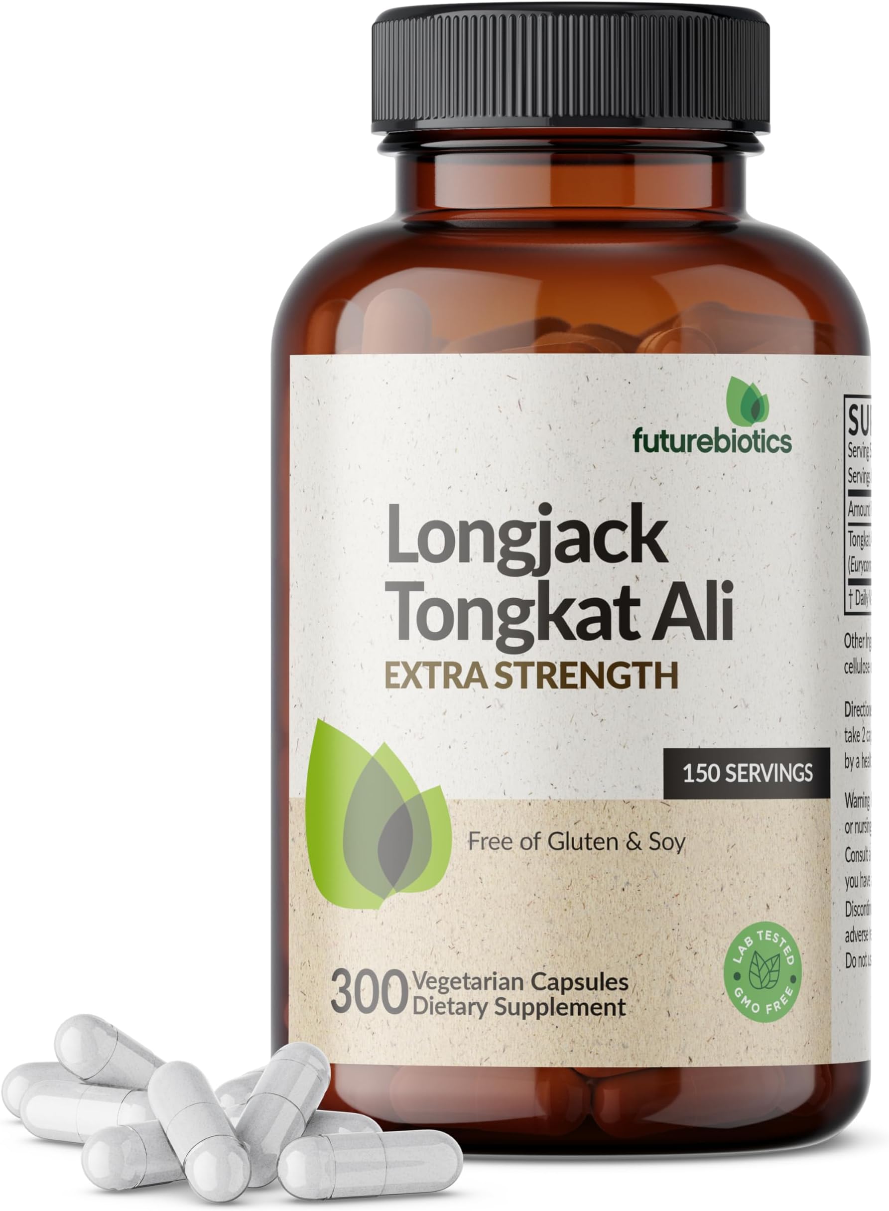 Longjack Tongkat Ali Extra Strength Energy & Stamina Support - Non-GMO, 300 Vegetarian Capsules