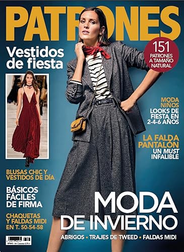 Revista Patrones #440 | Moda de invierno. 151 patrones a tamaño natural con los mejores abrigos, faldas midi y trajes de tweed. Básicos fáciles de firma y vestidos de fiesta.