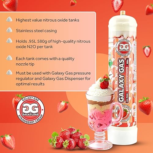 Miniatura 3 de Galaxy Gas Infusion XL .95L 20.46 oz N2O Tanque de Óxido Nitroso Crema Fresa - 6 Tanques