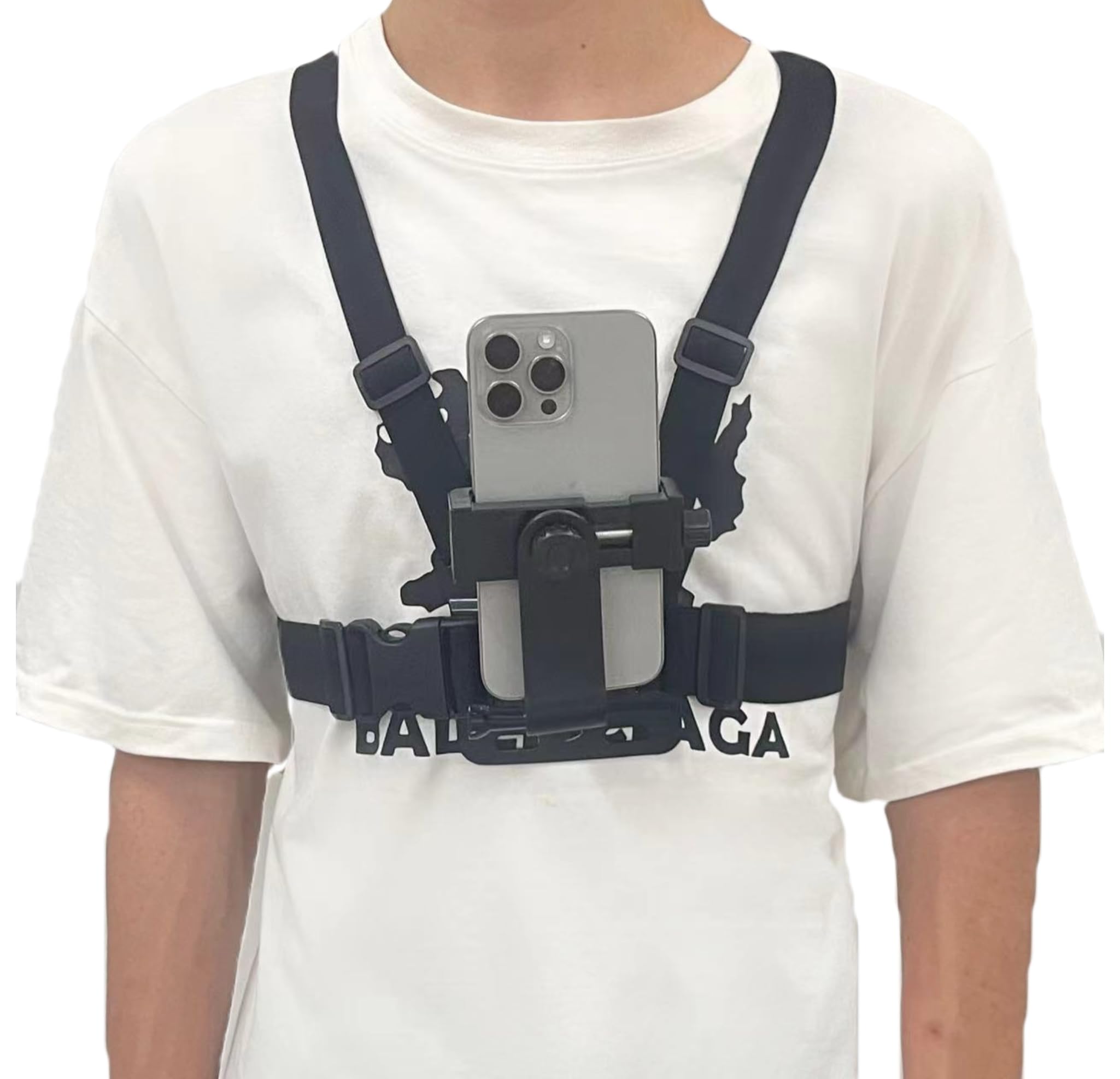 Mobile Phone Chest Mount Harness Strap Cell Phone Holder Mount for Video Recording Bike/Kayak/Fishing/Skateboard POV/VLOG for iPhone/Samsung for GoPro Hero 11 10 9 8/Insta360/DJI Action Camera, Black