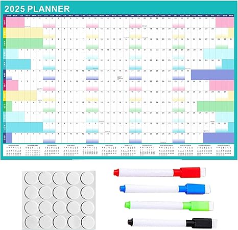 2025 Wall Calendar, Erasable Yearly Wall Calendar 2025, Rewritable 2025 Planner With Erasable ...