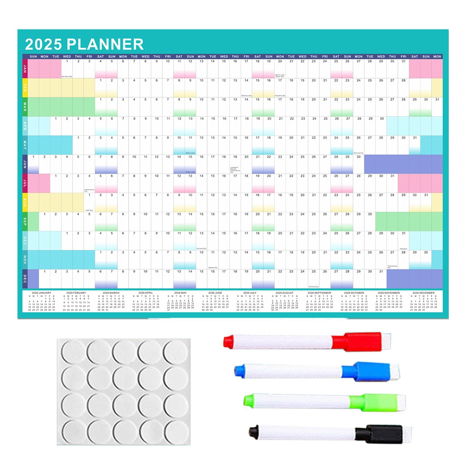 2025 Wall Calendar, Erasable Yearly Wall Calendar 2025, Rewritable 2025 ...
