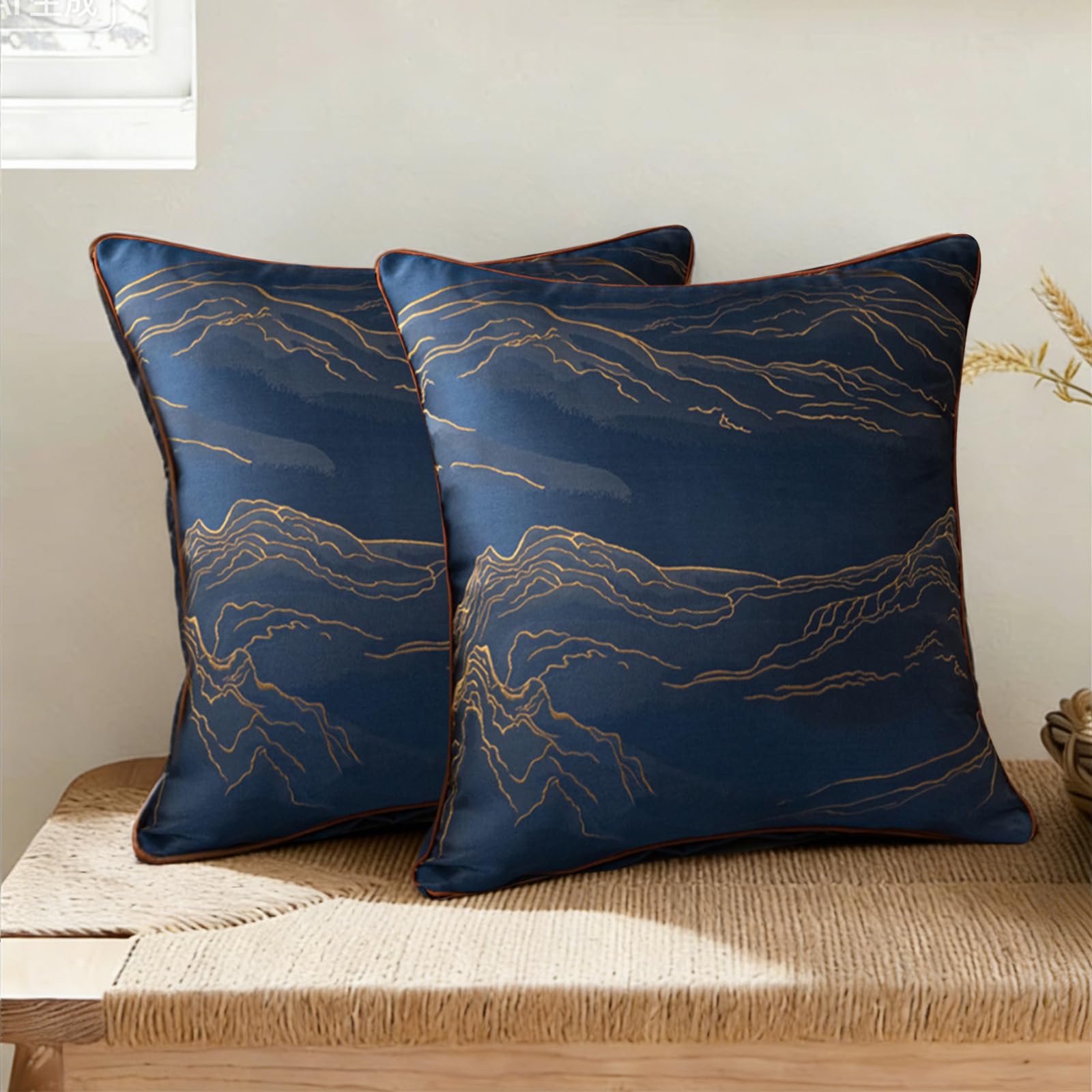 Traziewell Pack of 2 Blue Cushion Covers Decorative Pillows Covers Soft Square Throw Pillow Cases for Modern Homes 18 X 18 520