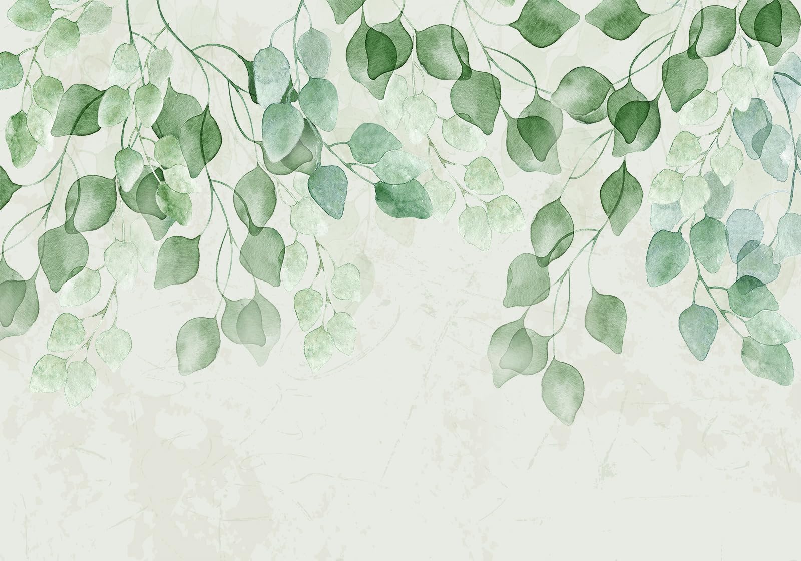 gdkldfg Green Leaves Watercolour Art Wallpaper,Non-Woven Poster,Wall Mural for Living Room Bedroom Feature Wall Decoration 300x240cm