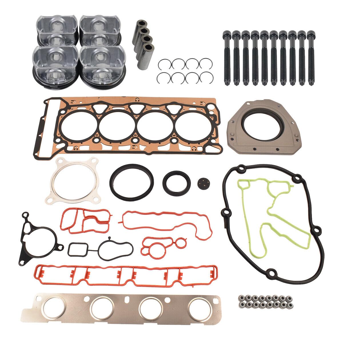 Kit Guarnizioni Pistone E Testata ø21mm Compatibile con E0S Scir0cc0 Sha-ran Je-tta A3 TT 2.0 T CBFA CCTA 06H107065DD