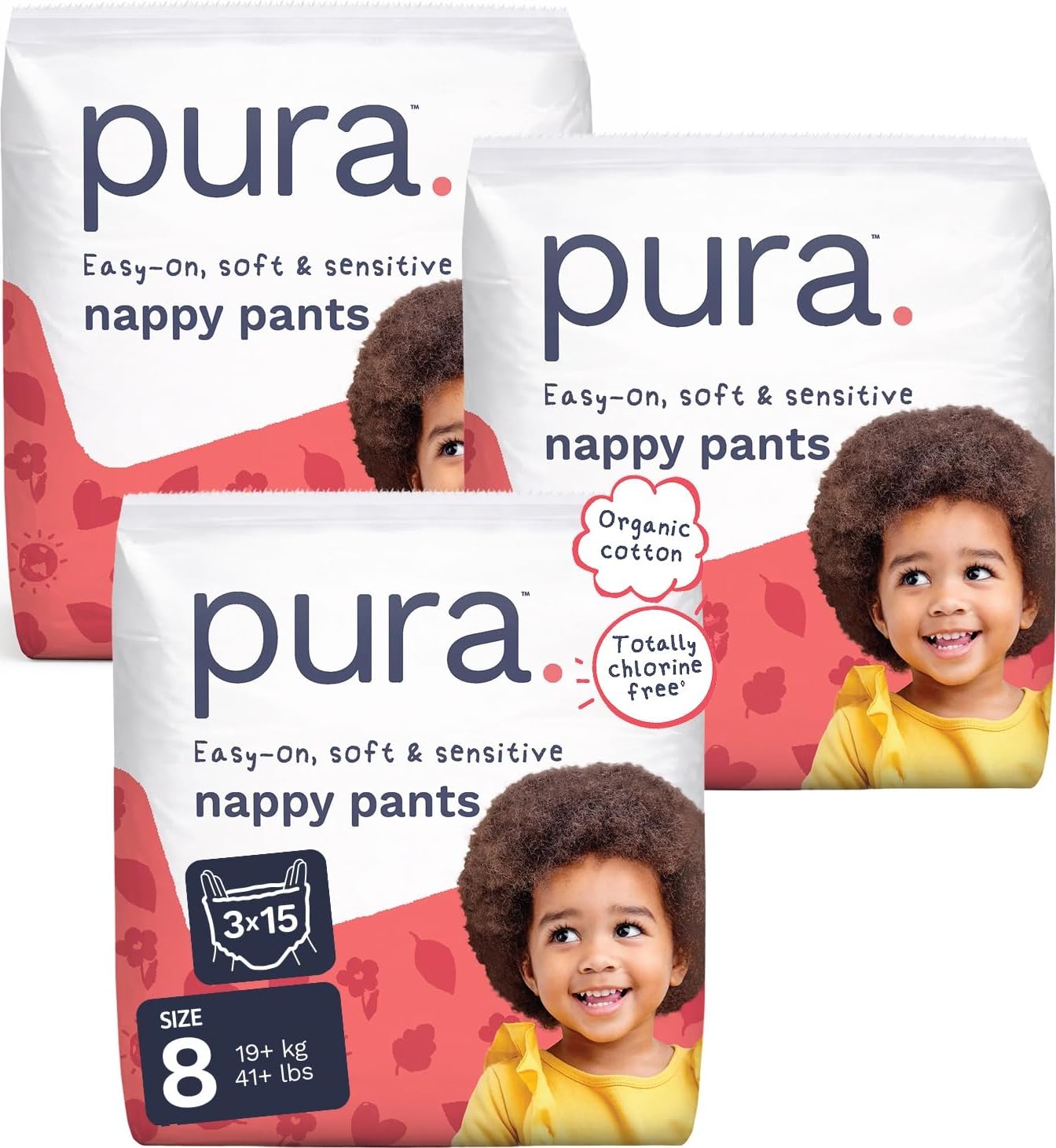 Pura Nappy Pants Size 8 (19kg+) 45 Count Sensitive Skin