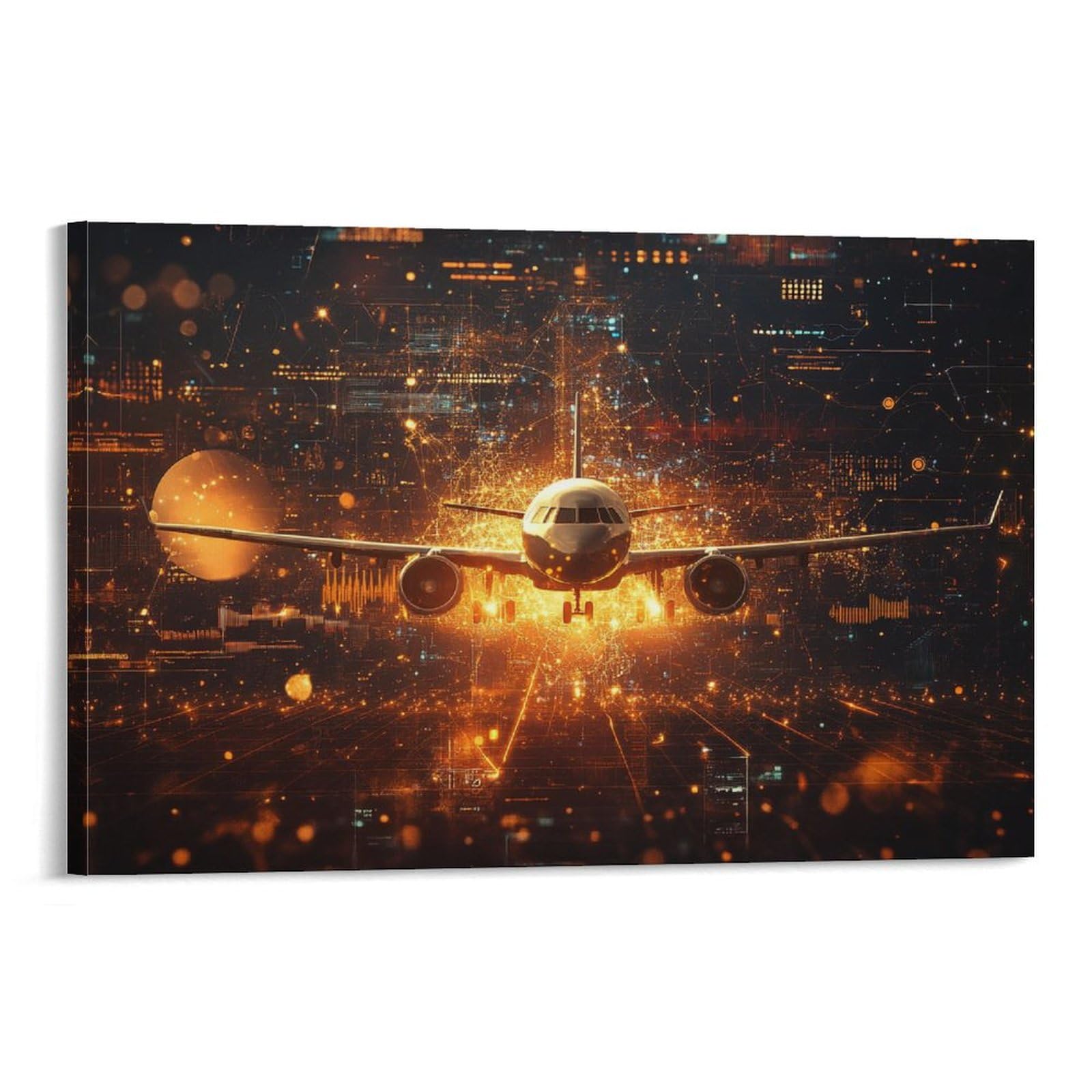 Aéronef murale impression sur toile dorée 30x45cm pour tableau déco - 6