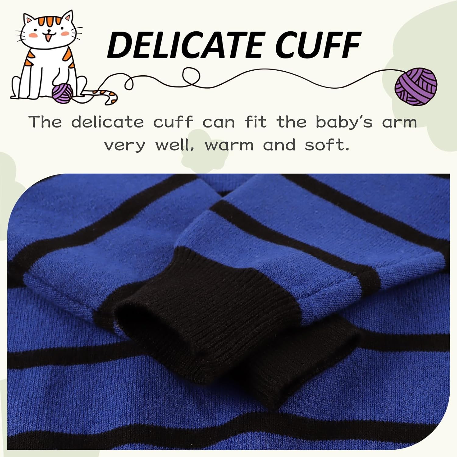 Peecabe 幼児 ベビー ケーブル ニット セーター 男の子 長袖 クルーネック ストライプ コットン プルオーバー スウェット