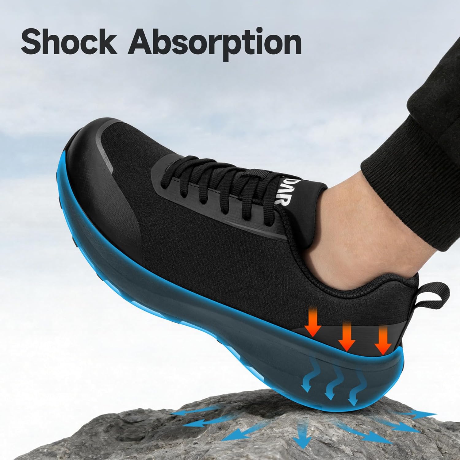 Steel Toe Shoes for Men Non Slip Work Shoes Lightweight Safety Shoes Work Utility Shoes Comfortable Tennis Shoes Construction Shoes Sneakers Arch Support Insoles