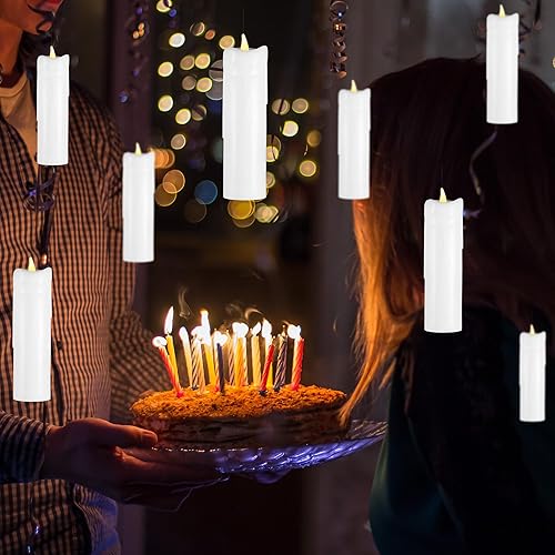 Miniatura 5 de Velas flotantes, 6 velas sin llama con control remoto de varita, velas de pilar mágicas parpadeantes de 7.3 pulgadas, velas LED eléctricas de luz