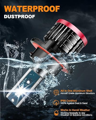 Miniatura 3 de Bombillas LED H139008, 80 W, 16000 lúmenes, brillantes, luz antiniebla LED blanca fría de 6500 K, reemplazo halógeno IP68 impermeable, paquete de 2