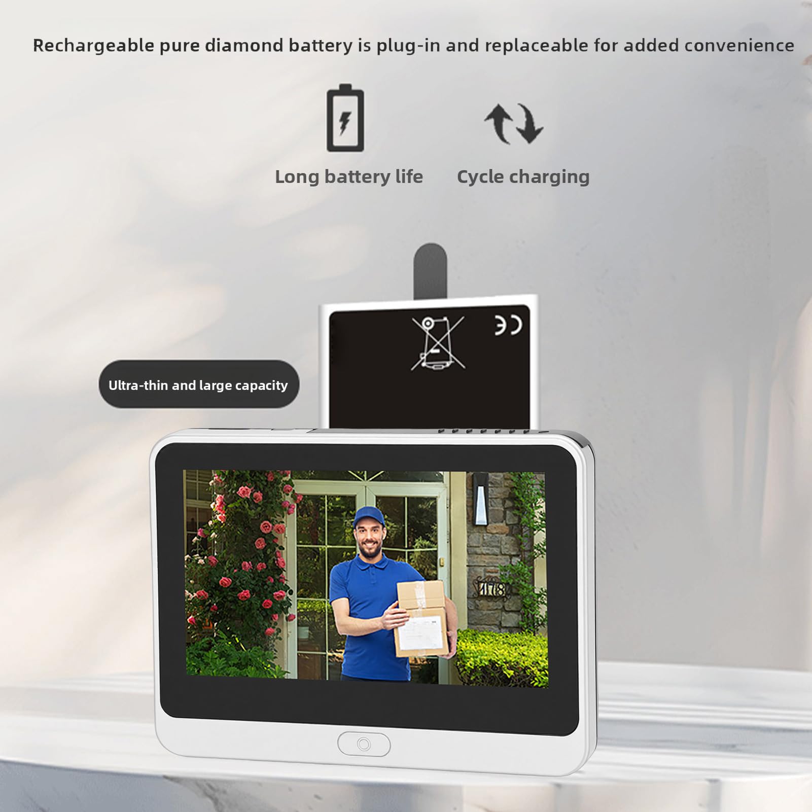 Timbre con Vídeo Inteligente 1080P, Timbre Visual Inteligente con Pantalla LCD de 4,3 Pulgadas Detección de Movimiento PIR Reducción de Ruido de Conversación Bidireccional, para