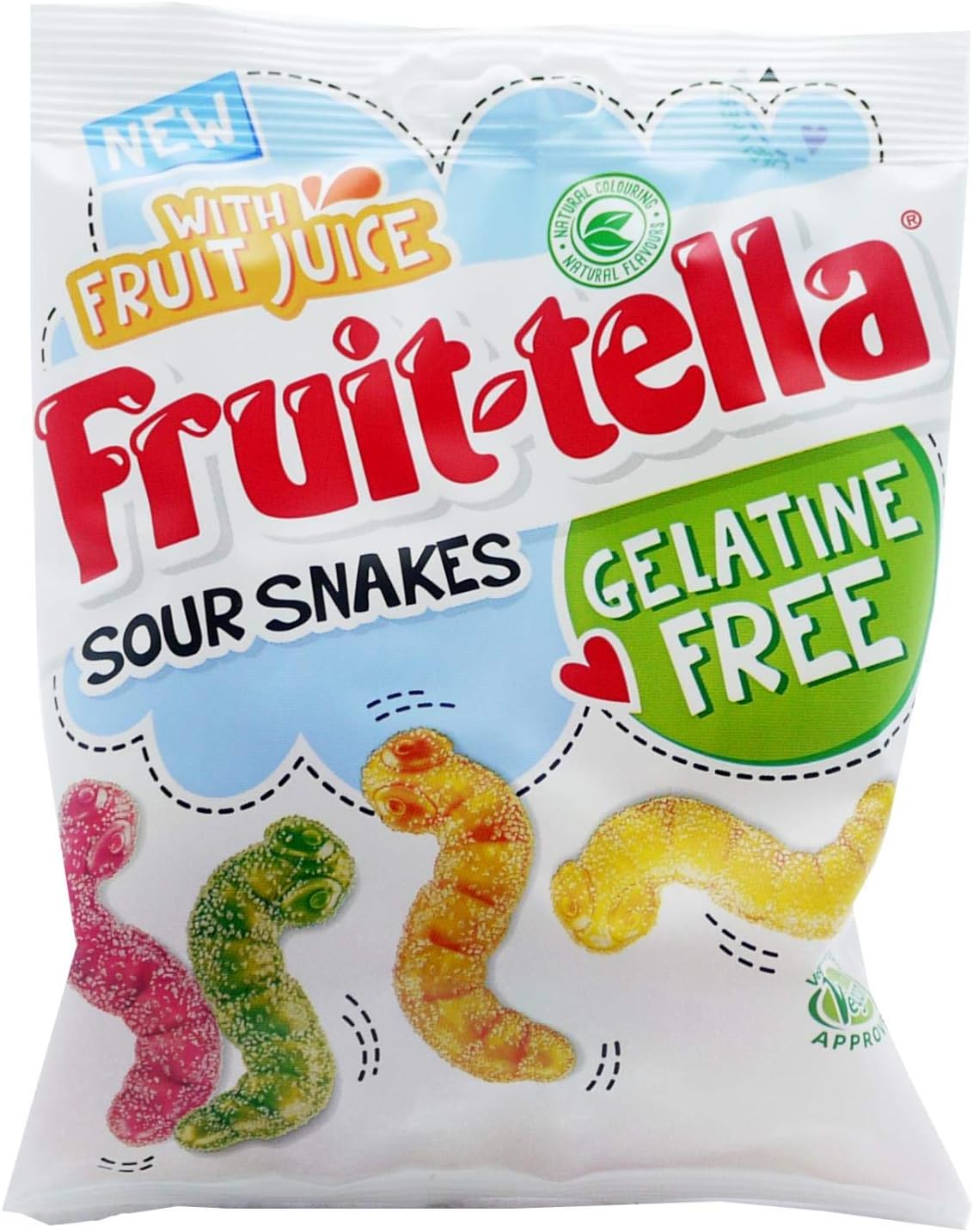 Fruittella Sweets Gelatine Free Sour Snakes 120g (Box of 15) Amazon