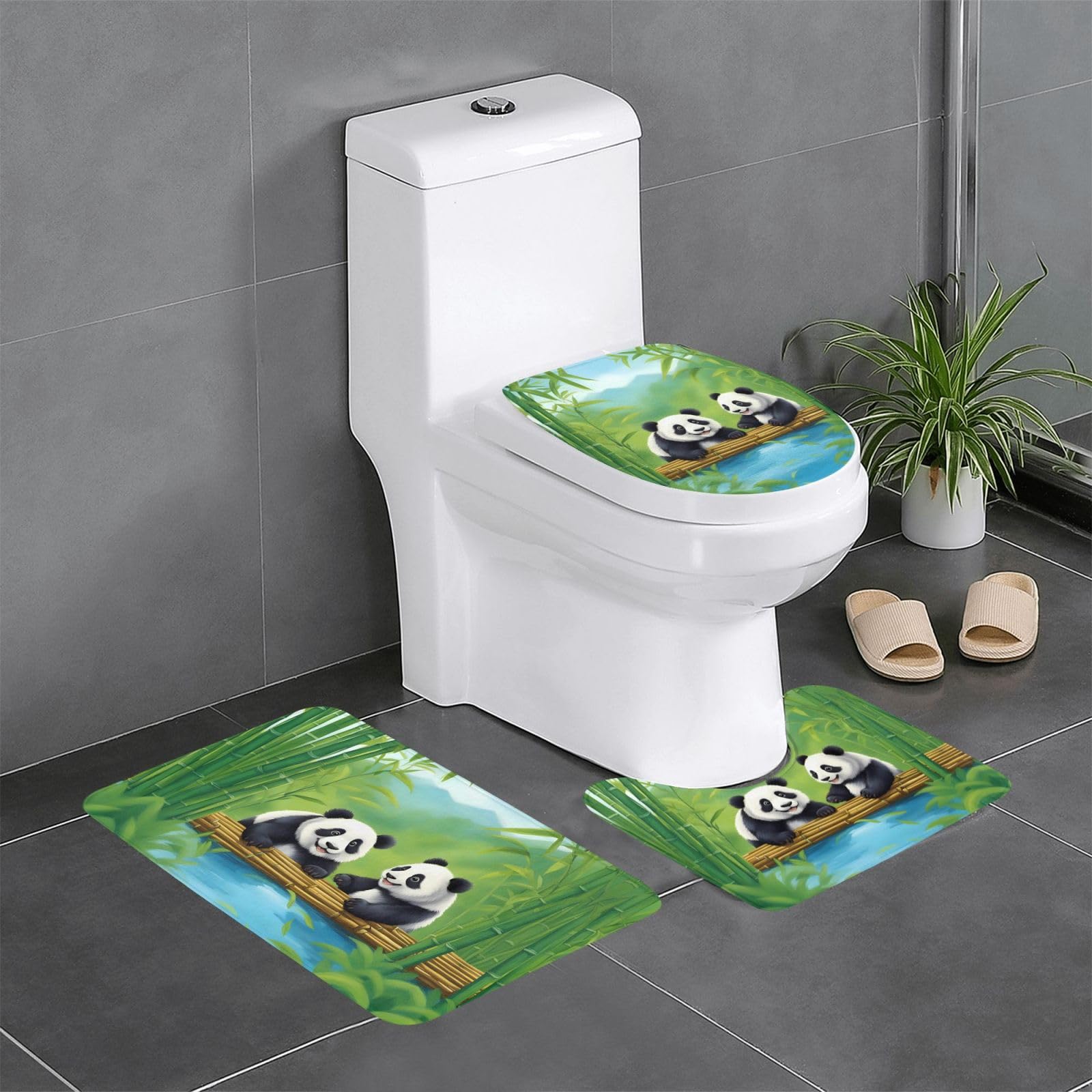 Tapis de salle de bain antidérapants lot de 3 pour éviter les glissades aux WC et toilettes