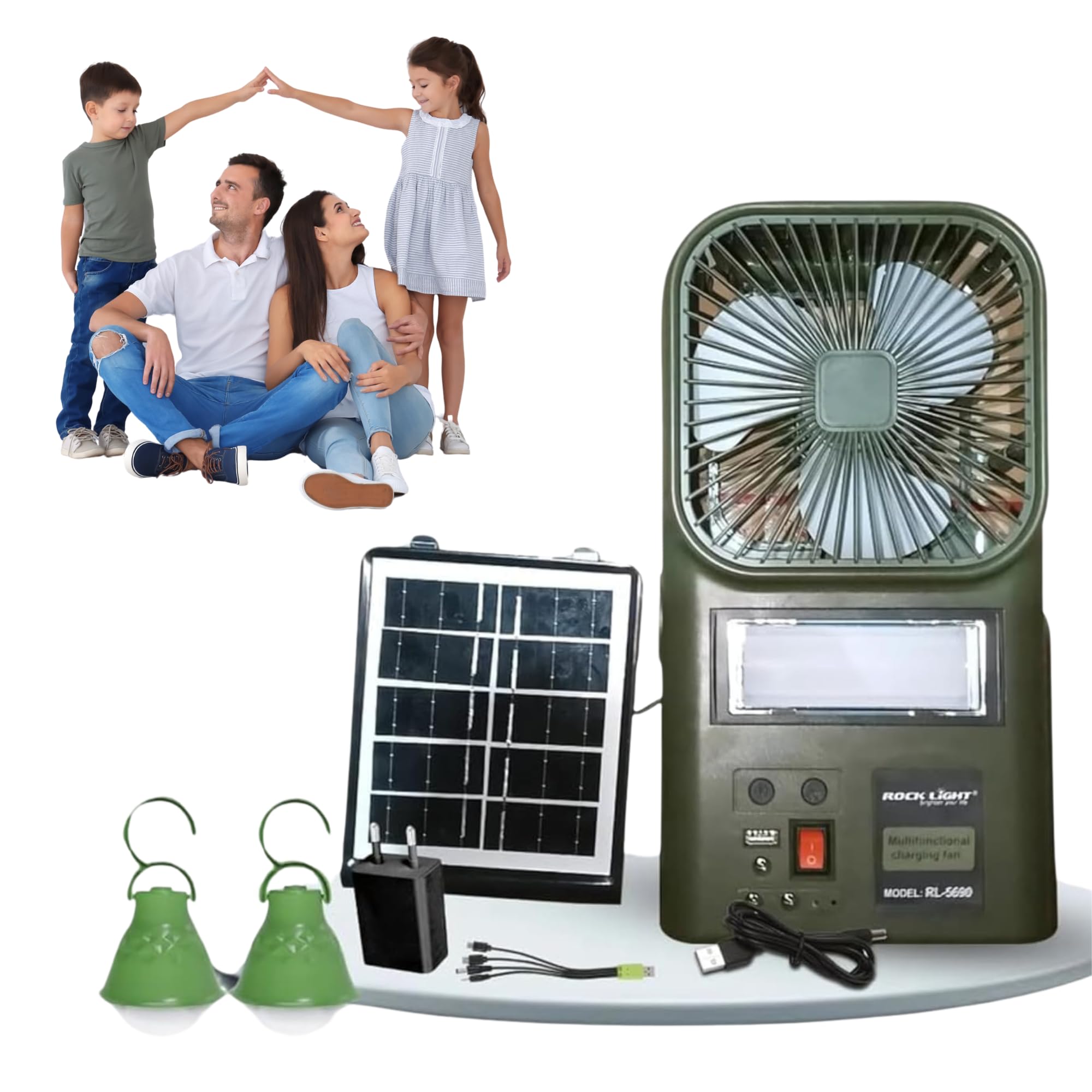 Drumstone 𝟏𝟓-𝐘𝐞𝐚𝐫 𝐖𝐚𝐫𝐫𝐚𝐧𝐭𝐲 -Attachable Solar Panel Fan with LED Light | 2 LED Bulbs, Quality Assurance | Solar-Powered Outdoor Fan & Light for Camping | Gift for Outdoorsmen-image-49