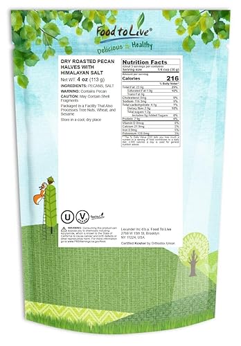 Miniatura 10 de Mitades de nueces tostadas secas con sal del Himalaya, 1.5 libras, nueces de pecana ligeramente saladas al horno, sin aceite añadido, aperitivo