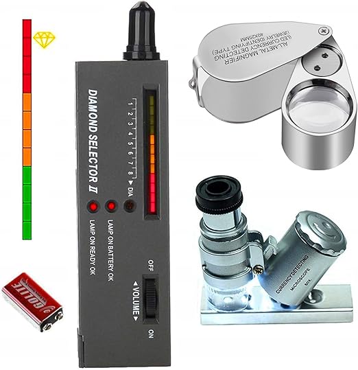High Accuracy Professional Diamond Tester Pen, Jewelry Diamond Tester with 60X Mini LED Magnifying&40X Full Metal Illuminated Jewelry Loop Magnifier,Diamond Selector for Novice and Expert
