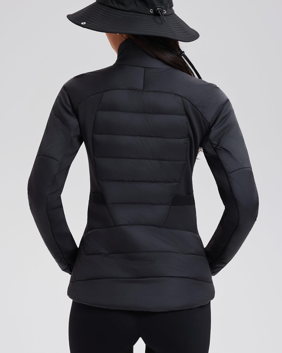 Mudere Women's Running Fleece Lined Jackets Lightweight Water Resistant Hybrid Insulated Puffer Jacket for Hiking Travel