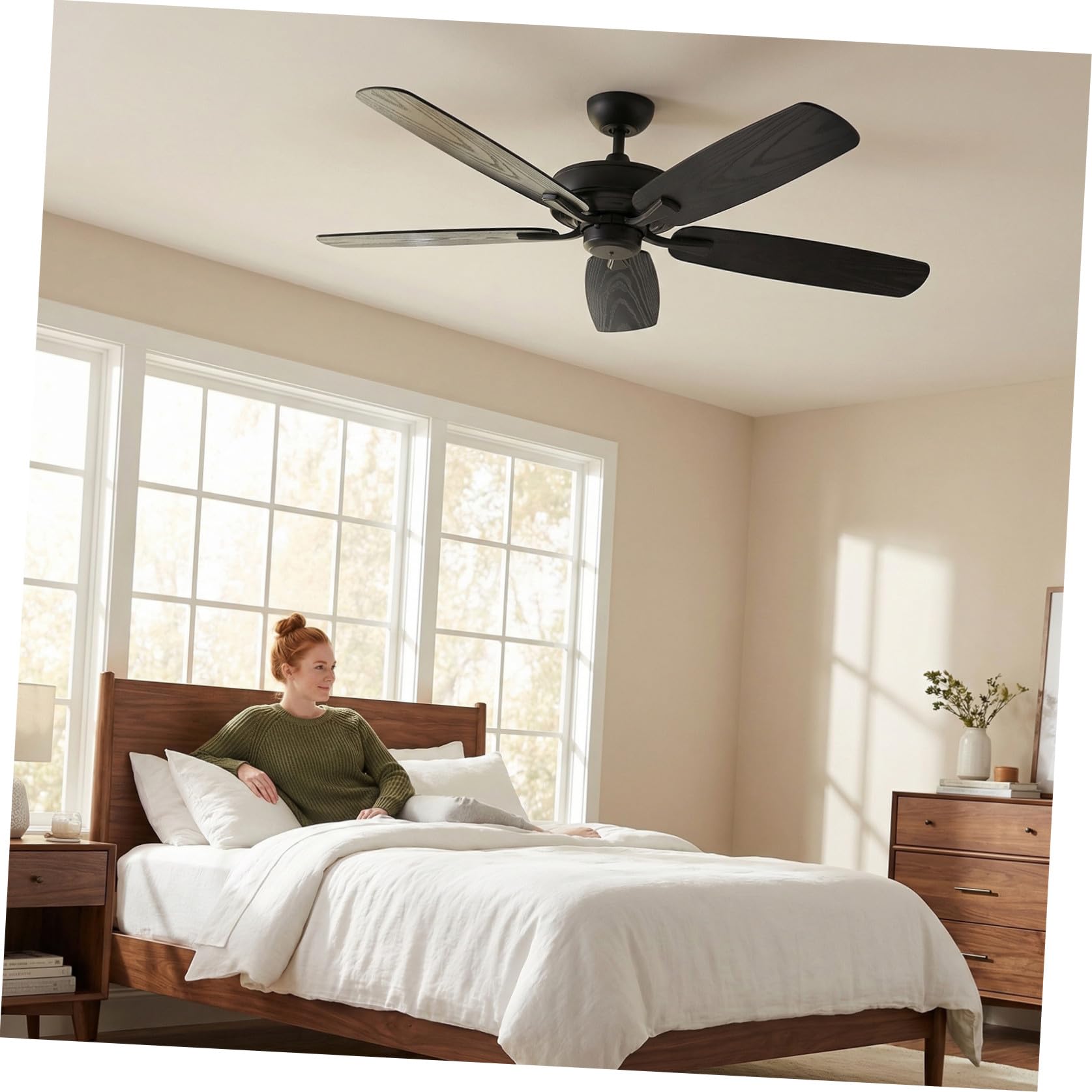 BESPORTBLE Aspas de plástico para ventilador de techo, 4 piezas, acabado imitación madera, 21 pulgadas, color negro, repuesto para ventiladores de 52 pulgadas, para varias habitaciones
