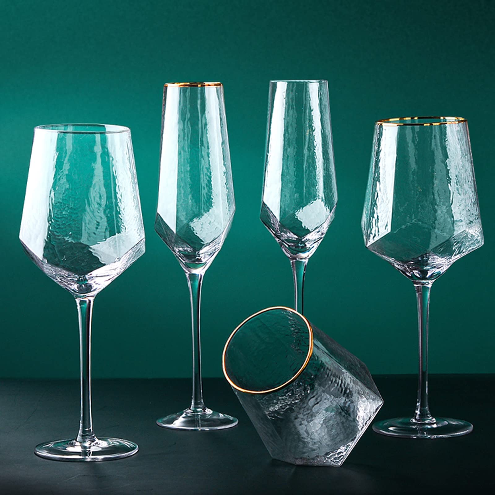 Flûtes à champagne 300 ml Verres à champagne Haut de gamme Verres à vin blanc Ensemble de flûtes à champagne martelées de luxe léger pour mariages, fêtes, activités quotidiennes pour les fêtes (Couleu