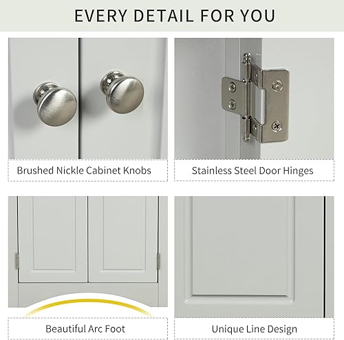 Miniatura 6 de Merax Armario de baño, gabinete de baño para oficina en casa, organizador de almacenamiento de armario de esquina independiente con estante