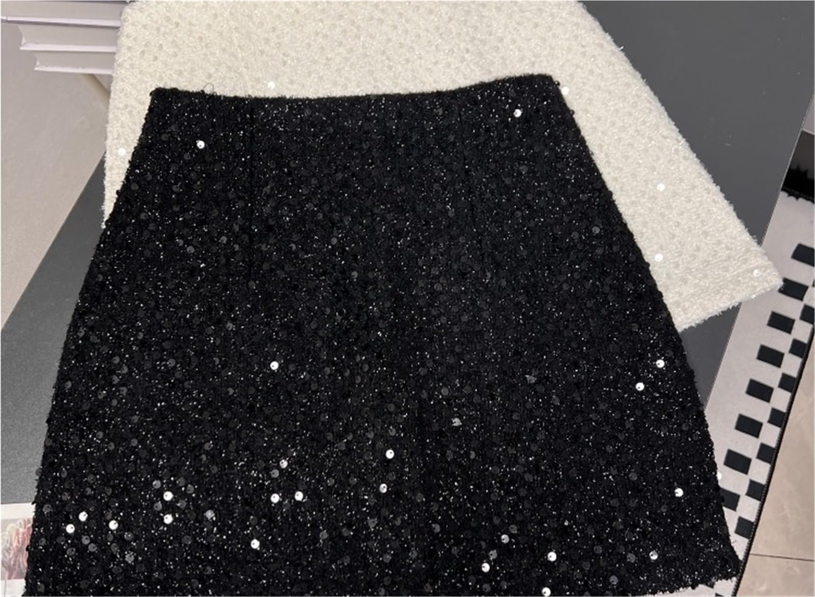 Gonna Mezza Corta con Paillettes Autunno Inverno Alta Gonna Corta da Donna Club Slim minigonne avvolgenti for Vacanze