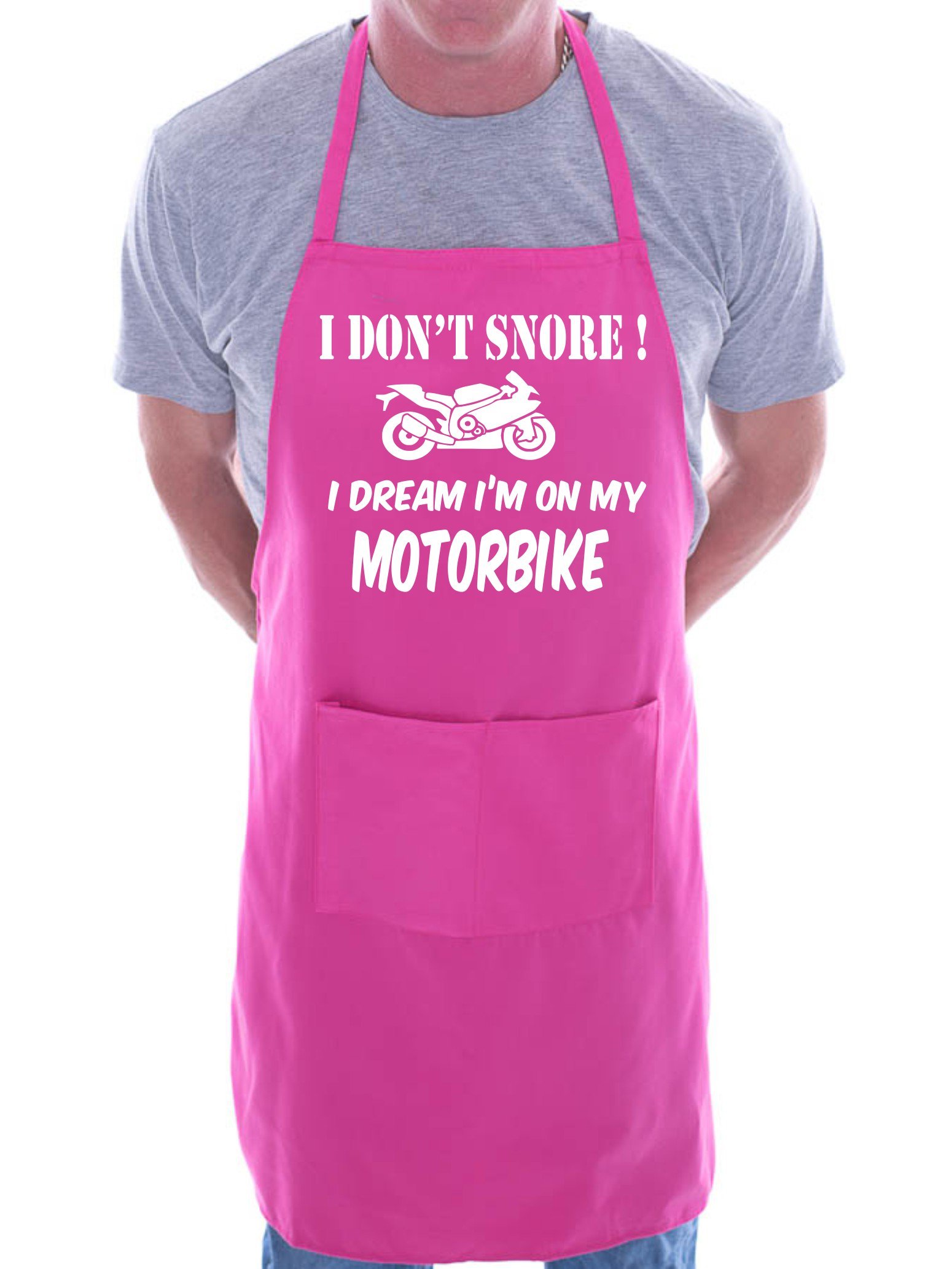 Print4u Men's Pink Don't Snore Dream On Motorbike Bbq Cooking Funny Novelty Apron