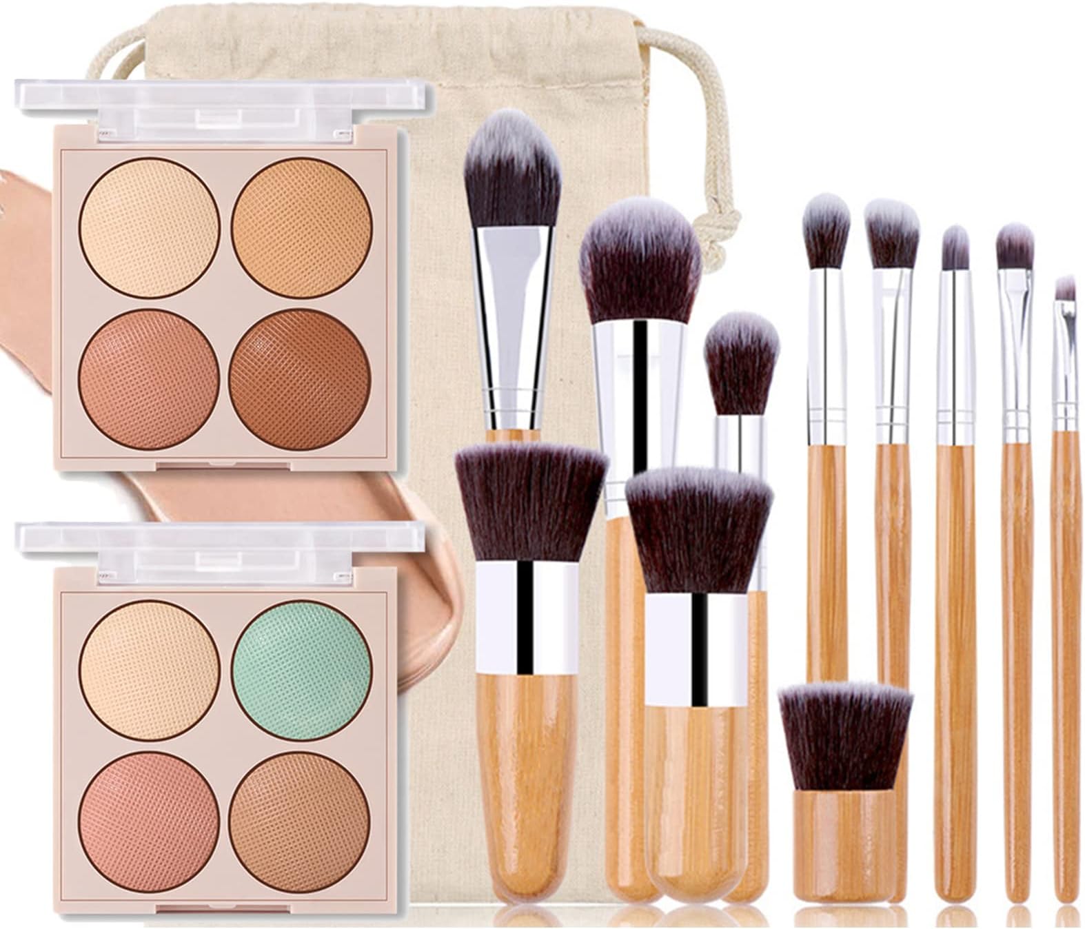 Holzsammlung8 Colour Makeup Contour Palette Professional Cream Foundation Concealer Palette Kit with 11pcs Makeup Brush