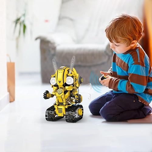 Miniatura 8 de Kit de construcción de robot STEM RC 5 en 1, 673 piezas de bloques de construcción de chorros controlados por aplicación y control remoto, juguetes