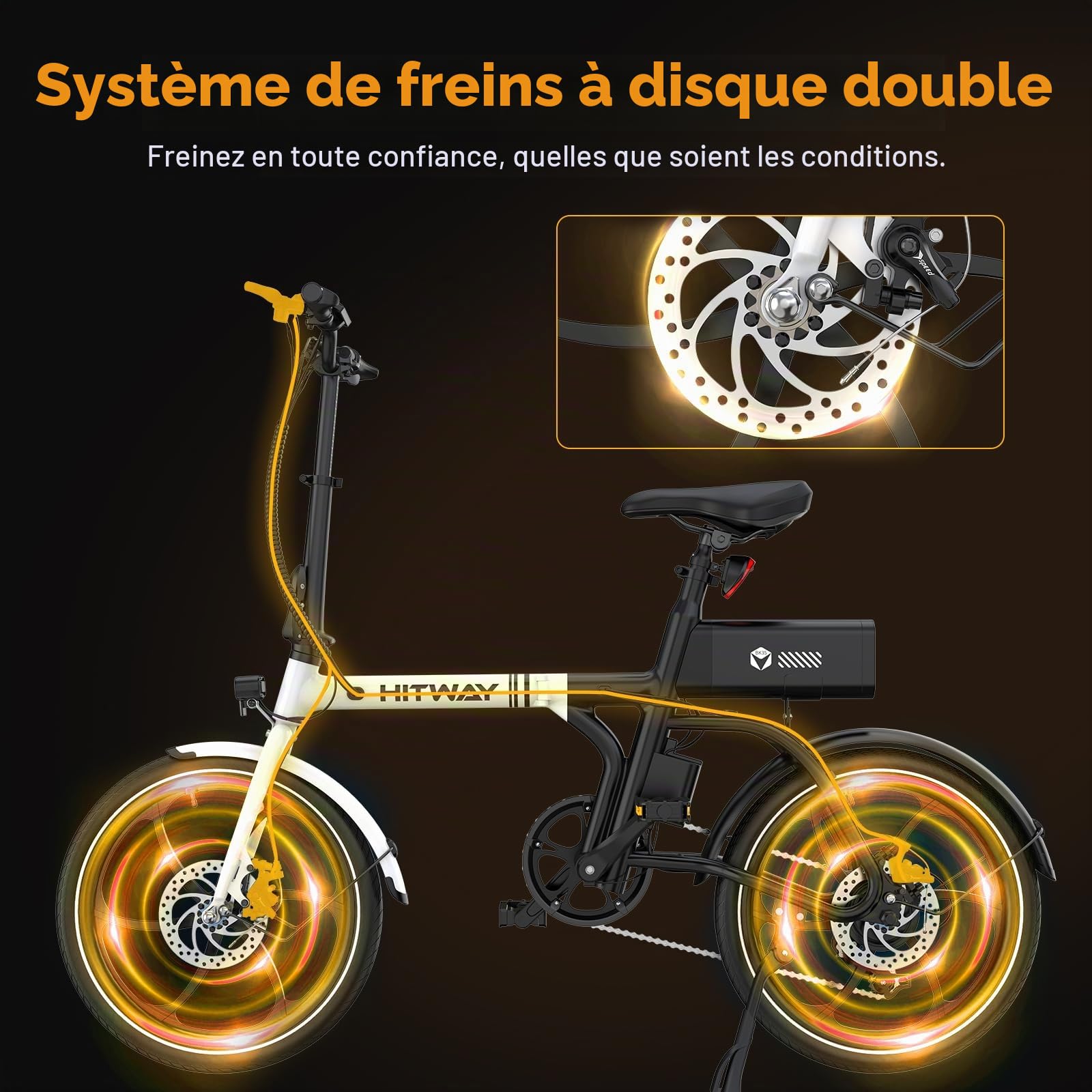 HITWAY Vélo électrique, Pliable E Bike 16/20 Pouces, Moteur 250W, Vitesse Maximale 25km/h, Batterie Lithium-ION 36V 9Ah, Autonomie 35-70/40-65km, Ville E-Bike Urbain Pedelec pour Adultes