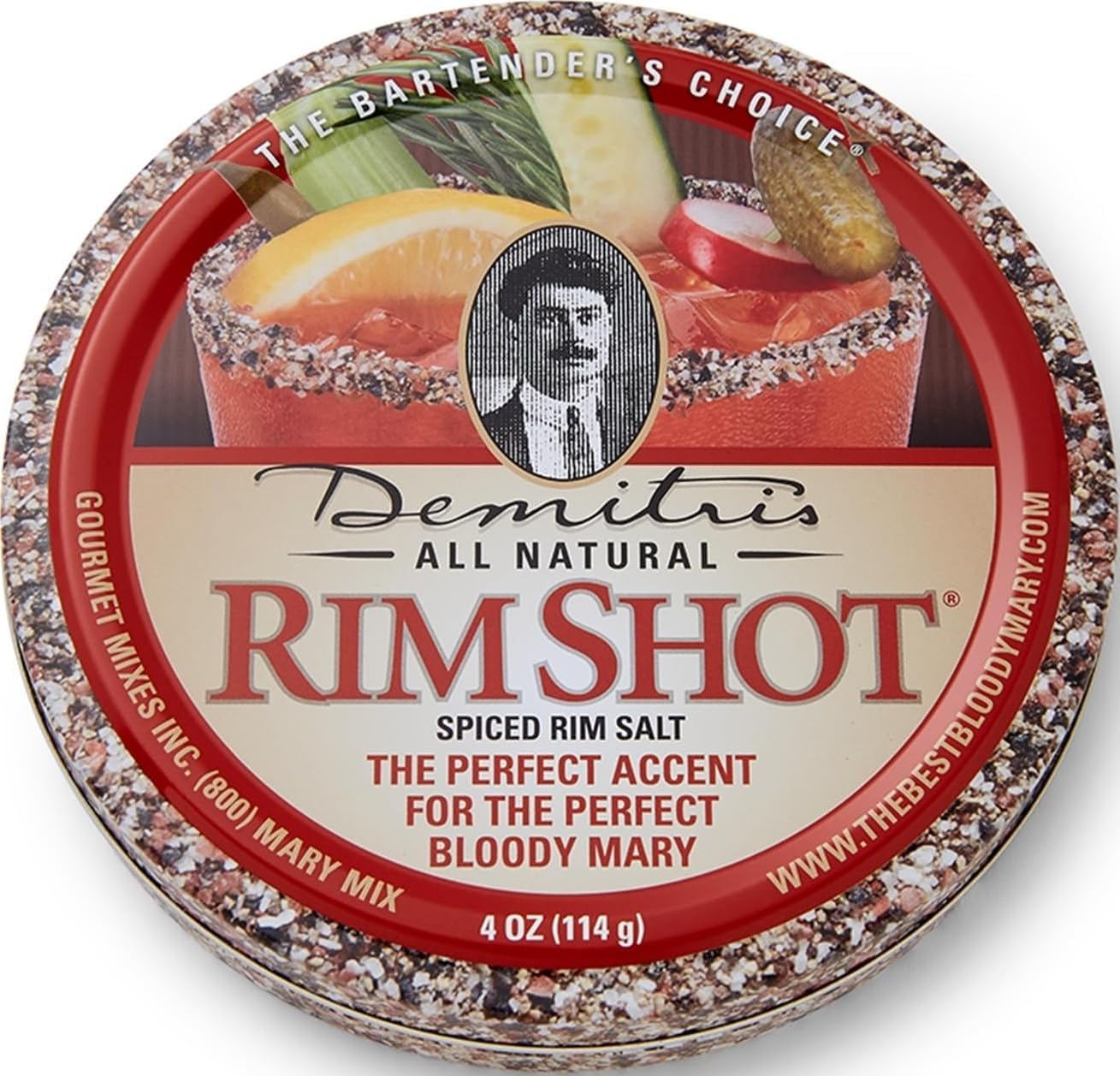 Demitri's Original RimShot, Tin (4 oz), Spiced Bloody Mary Rim Salt | All Natural Bloody Mary Rimmer with Hawaiian & Smoked Sea Salts & Celery Seed, Perfect for Brunch, Cocktail Rimming & More