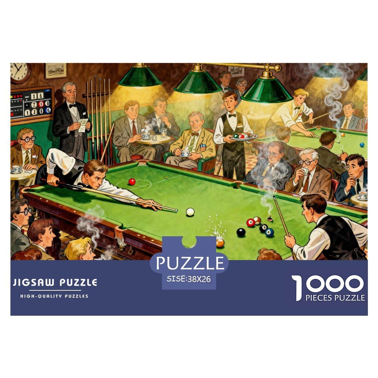 Snooker Club Championship Match Wooden Jigsaw Puzzle Waterproof 1000 Piece Puzzles for Adults Colourful Challenging Games