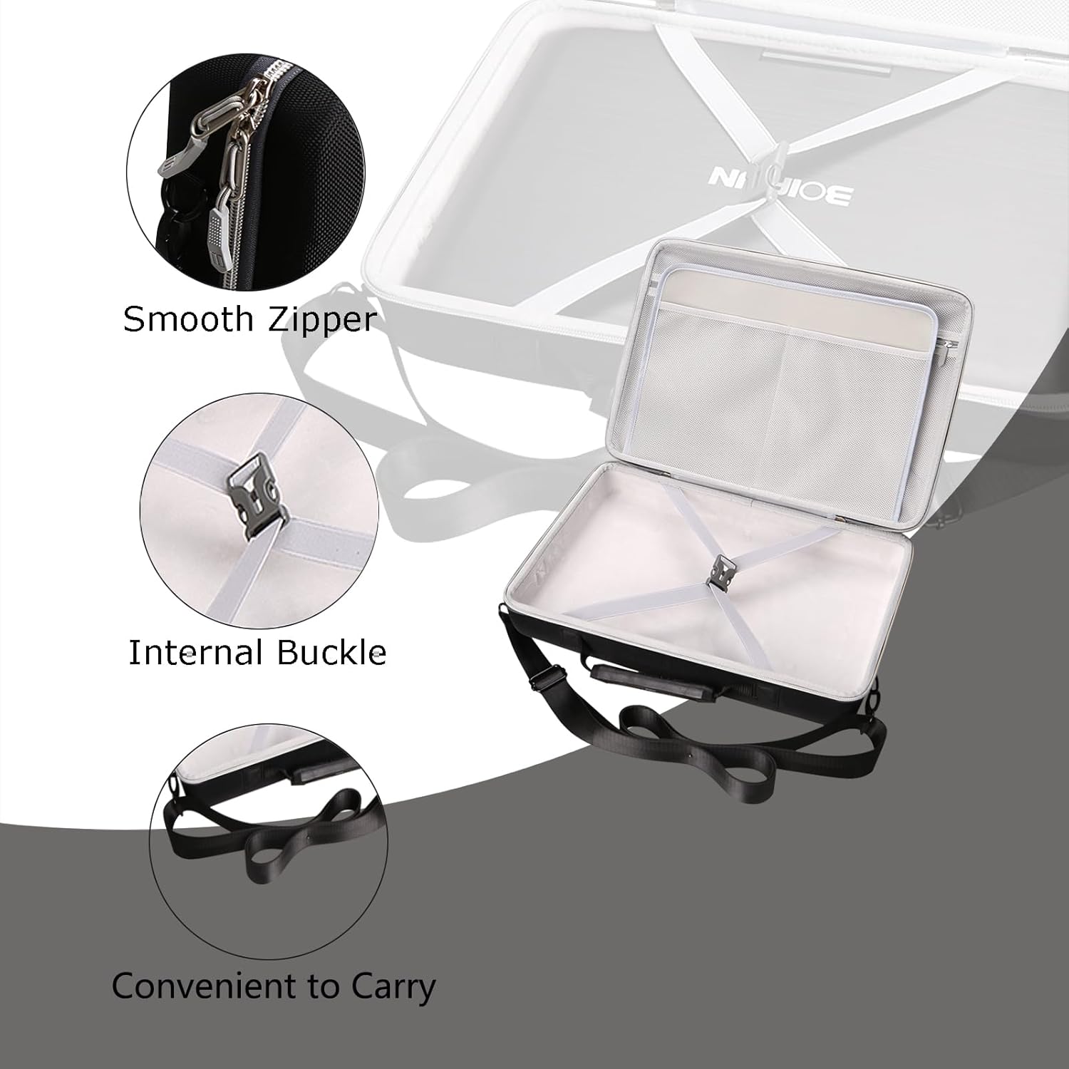 Hard Storage Case for BOIFUN/YOTON/POFOTO/PJGCWB/WONNIE 17.5" Portable DVD Player,14'' 15.5" 15.7" 16.9" With Fixed Spring Rope EVA Box (Only Case)(Only BOX) - Image 5