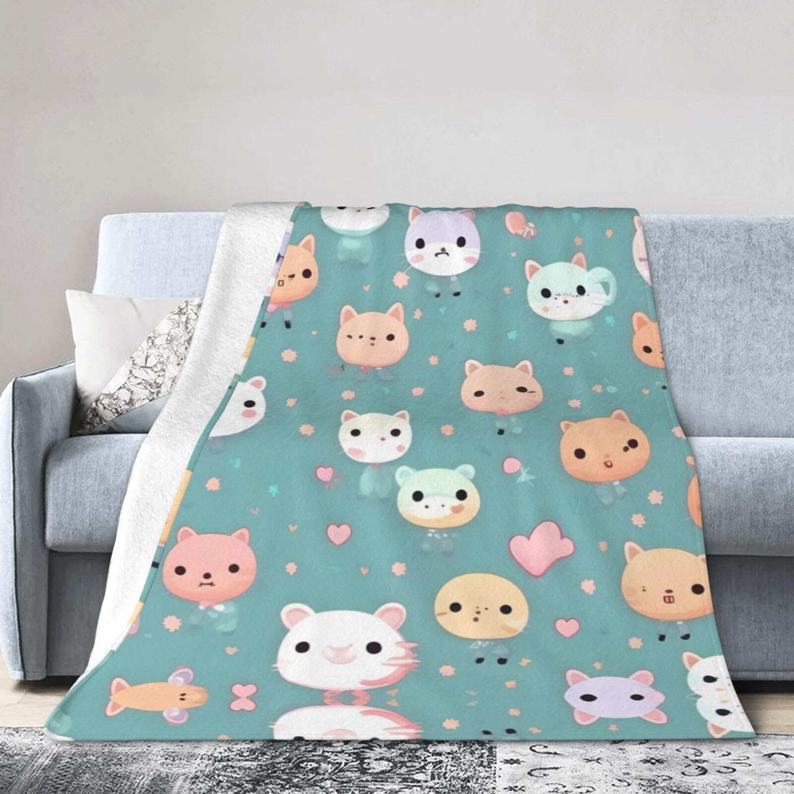 Couverture en flanelle renard HYTTER 152x127 cm plaid doux lit canapé