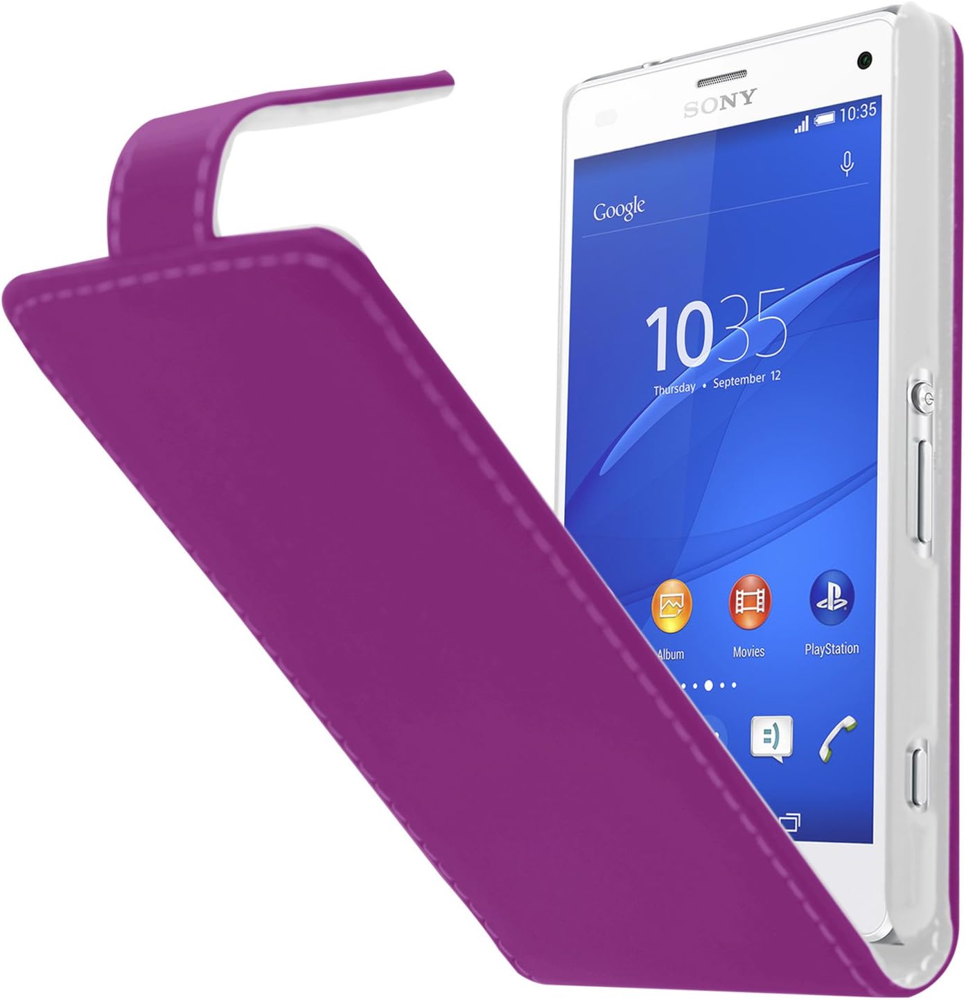 Samrick Specially Designed Leather Flip Case, Screen Protector, Microfibre Cloth, Purple High Capacitive Mini Stylus Pen for Sony Xperia Z3 Compact - Purple