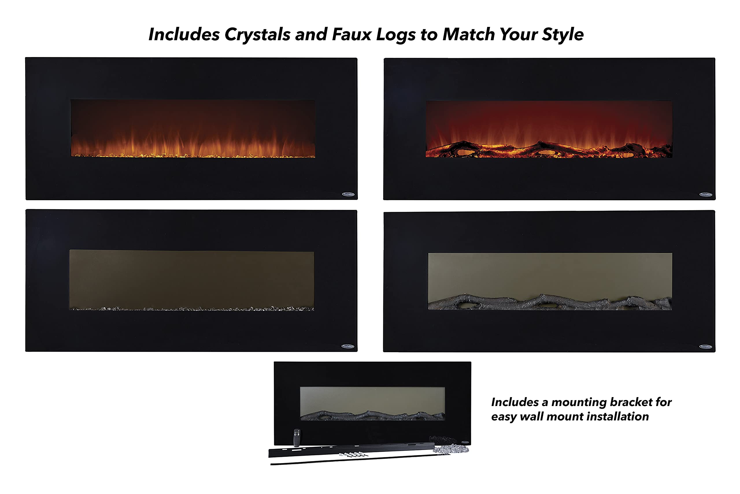 Touchstone 80001 Onyx Wall Mounted Electric Fireplace, 50 Wide, Logset u0026  Crystal, 1500W Heat (Black) : Amazon.ca: Tools u0026 Home Improvement