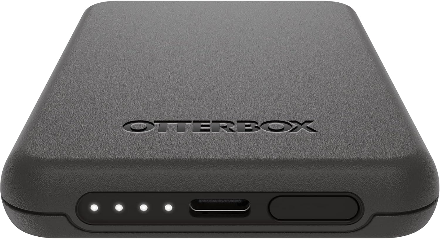 Close-up of the OtterBox Wireless Power Bank's USB-C port and LED indicators