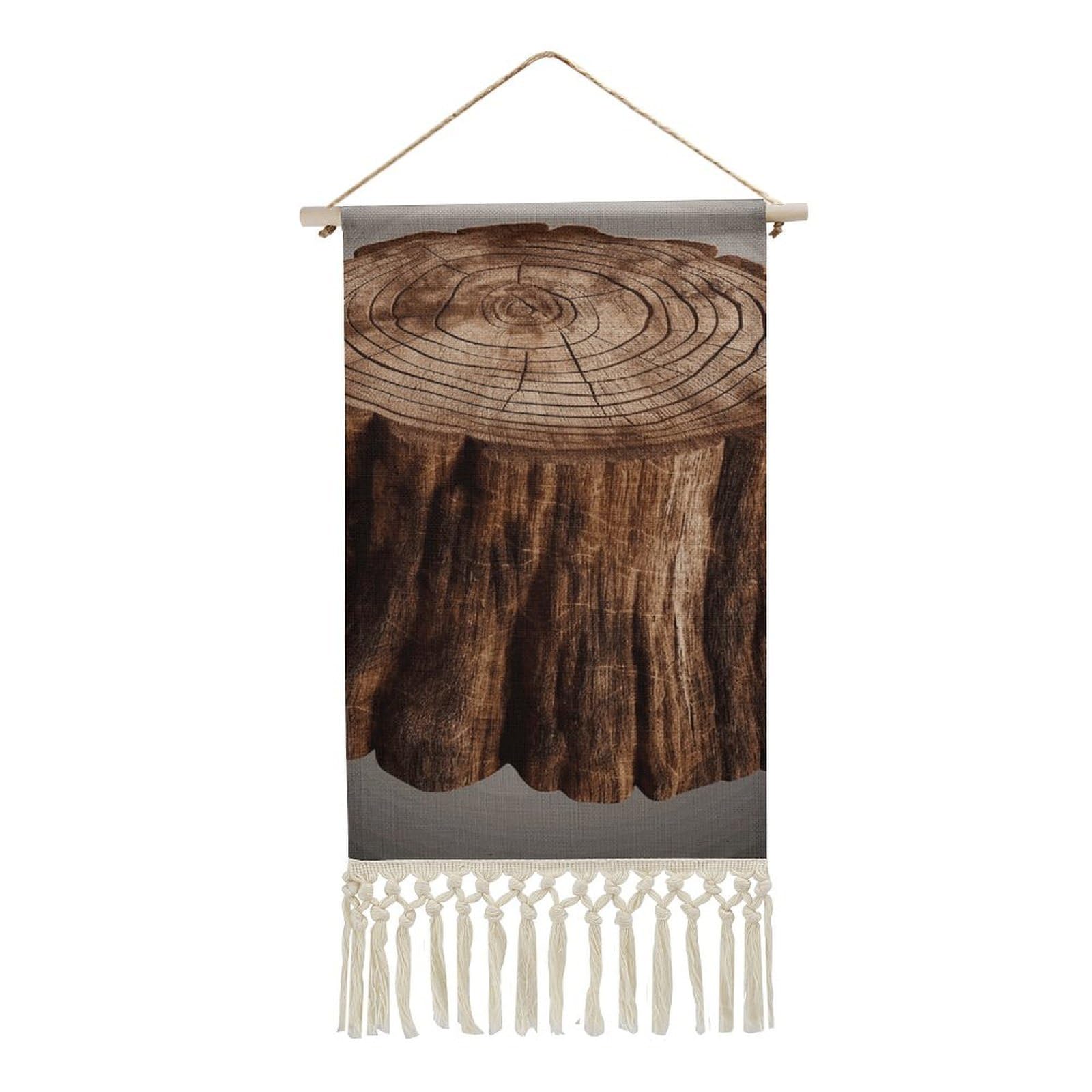 BTCOWZRV Cotton And Linen Hanging Poster with Tassels, Stump of Oak Tree Wall Hanging Tapestry Vintage Wall Art Painting Modern Artwork Decoration for Home Decor Ready to Hang 10x19.6 in