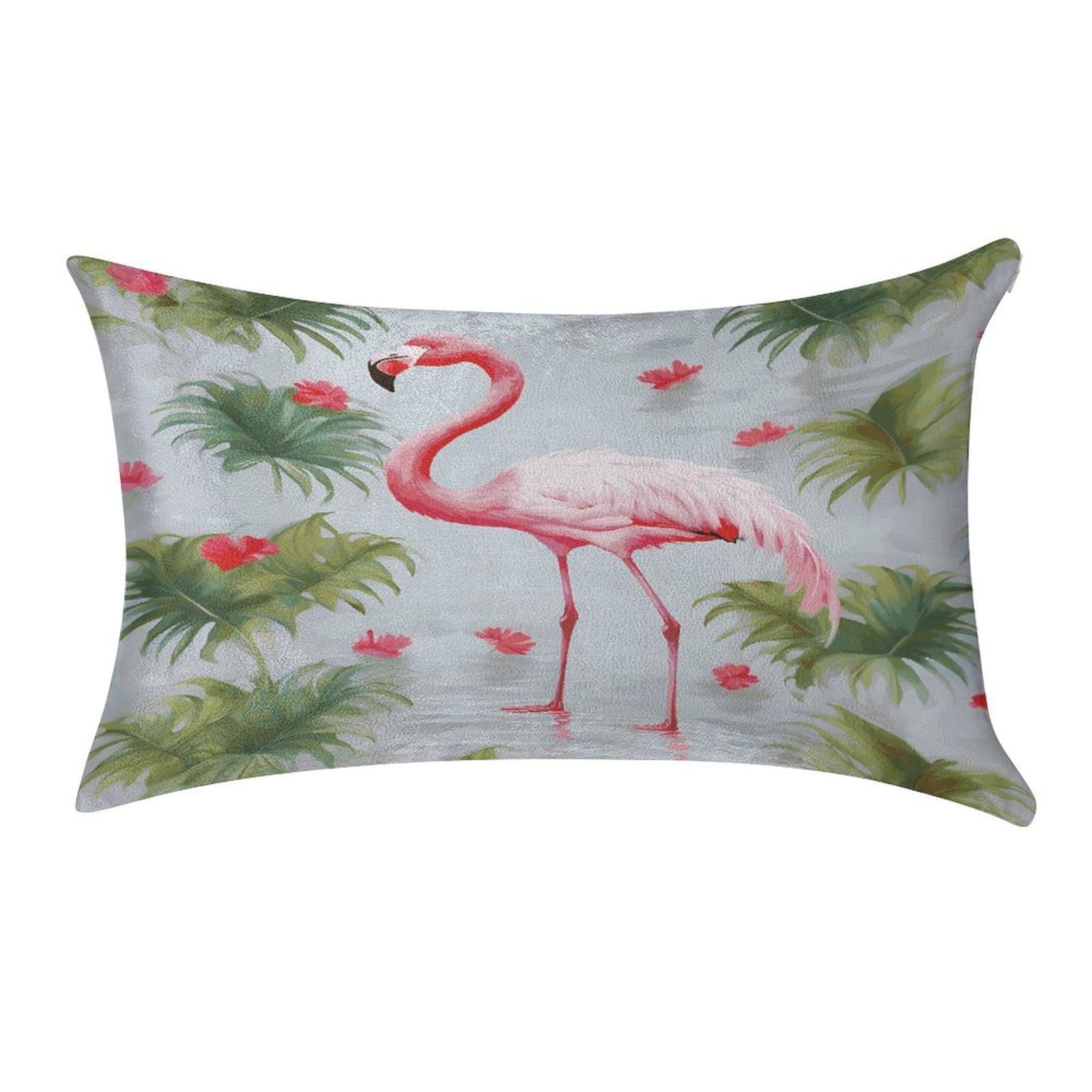 LDGSUPH White Flamingo Velvet Throw Pillow Covers Cozy Pillow Shams Pillowcases Detachable Pillow Cases Soft Cushion Cover with Zipper for Sofa Car Bed Pillow Protectors 12 "×20 "