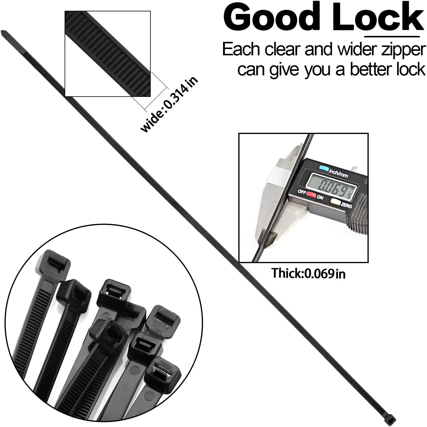 Large Zip Ties Heavy Duty Big Cable Ties Extra Long Tie Wraps Black 26 Inch 60 Pieces